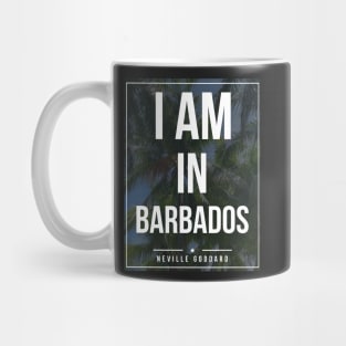 Neville Goddard quote Subway style (white text on dark palm leaves) Mug